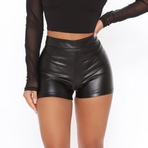 Faux Leather Shorts - Black